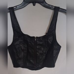 Black Leather Crop Top